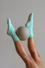 Mid Crew White & Aqua Green Grip Socks