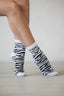 Mid Crew White & Black Zebra Grip Socks