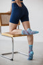 Mid Crew Sky Blue and burgundy zebra Grip Socks