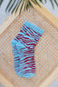 Mid Crew Sky Blue and burgundy zebra Grip Socks